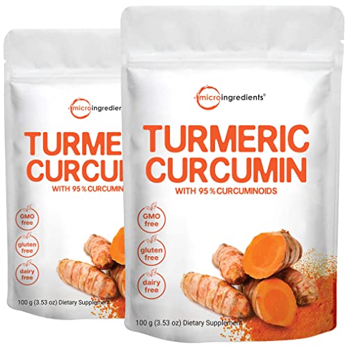 Book Cover 2 Pack Pure Curcumin Extract with 95% Curcuminoids, (Natural Turmeric Extract and Turmeric Supplements), Rich in Antioxidants for Joint Health Support, 100 Gram, Non-GMO, Vegan Friendly, India Origin