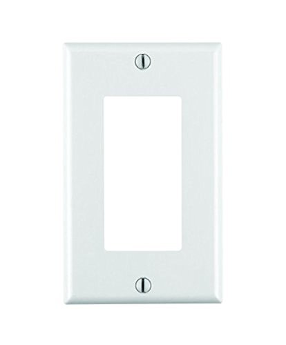 Book Cover Leviton 80401-W  1-Gang Decora/GFCI Device Decora Wallplate, Standard Size, Thermoset, Device Mount, 20-Pack, White