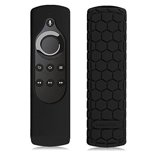 Book Cover Fintie CaseBot Silicone Case for Amazon Fire TV Stick Voice Remote, Compatible with Amazon Echo/Echo Dot Alexa Voice Remote - Honey Comb Series [Anti Slip] Shock Proof Cover, Black