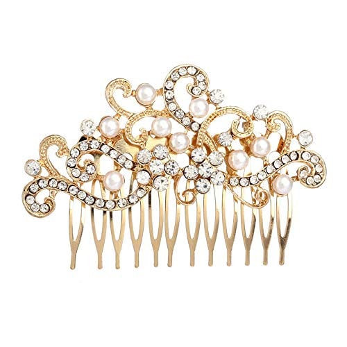Book Cover Missgrace Rhinestone Jewelry Comb Bridal Headpiece Hair Clip Women Hair Accessories(Gold)