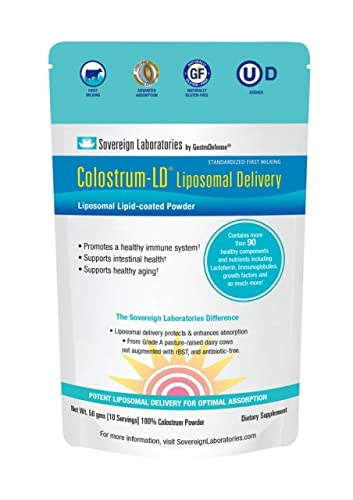 Book Cover Colostrum-LD Liposomal Delivery - Colostrum Powder - Gluten-Free, Lactose-Reduced - 10 Servings - Sovereign Laboratories - 1.76oz Plain