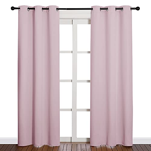 Book Cover NICETOWN Nursery Essential Thermal Insulated Solid Grommet Top Blackout Curtains/Drapes (1 Pair, 42 x 84 inches, Baby Pink)