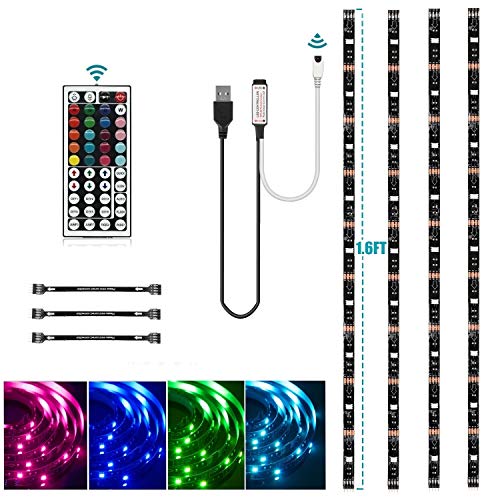 Book Cover USB LED Strip Lights Kit, Topled Light 4 Pre-Cut 1.64ft/6.56ft LED Light Strips, Color Changing TV Backlights with Remote, RGB 5050 Bias Lighting for TV, PC, Monitor, Home Theater, DIY Decoration