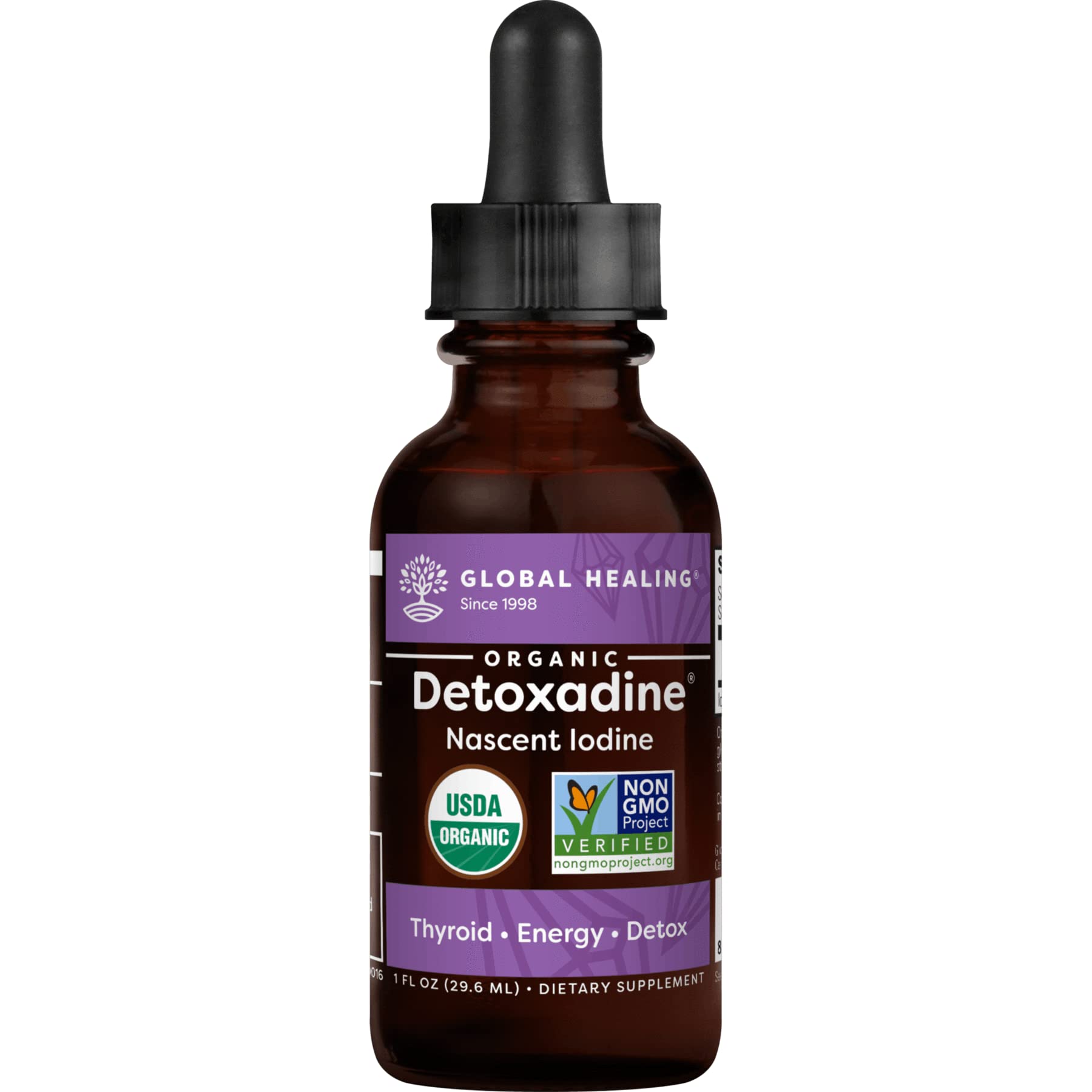 Book Cover Global Healing Detoxadine - Organic Nascent Iodine Liquid Supplement Drops for Thyroid Support, Detox Cleanse, Metabolism Health and Better Sleep - Non-GMO, Vegan, 200 Servings (6-Month Supply) - 30mL