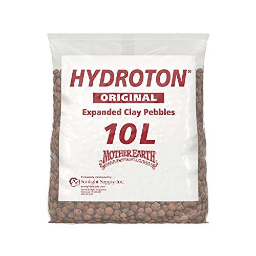 Book Cover Mother Earth Hydroton Original Clay Pebbles - 10 Liter, Lightweight Expanded Clay Aggregate