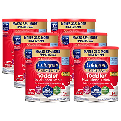Book Cover Enfagrow Premium Toddler Nutritional Drink 32 oz. Powder (6 Cans) Prebiotics for Immune Support, DHA for Brain Development, Iron, Non-GMO, Natural Milk Flavor (Former Toddler Next Step) from Enfamil