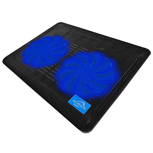 Book Cover AICHESON Laptop Cooling Pad 2 1000RPM Fans Portable Computer Cooler, Blue LEDs, S007