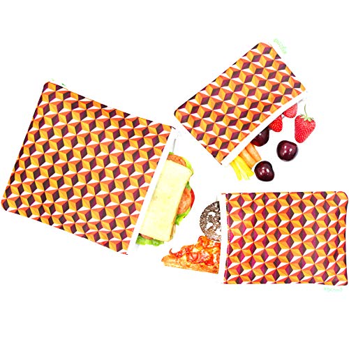 Book Cover Wegreeco Reusable Sandwich & Snack Bags - Set of 3 - ( Triangle )