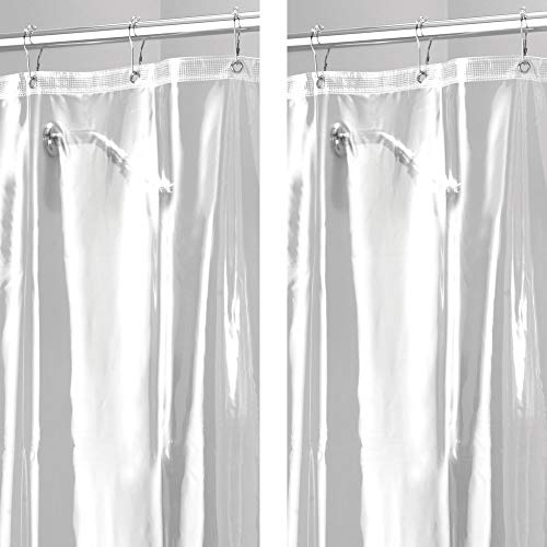 Book Cover mDesign - 2 Pack - STALL Sized Waterproof, Mold/Mildew Resistant, Heavy Duty Premium Quality 10-Guage Vinyl Shower Curtain Liner for Bathroom Shower Stall and Bathtub - 54