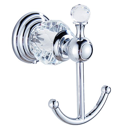 Book Cover AUSWIND Antique Chrome Coat Hook Clear Crystal Bath Towel Hooks 2 Hangers Wall Mounted Zinc Material WT