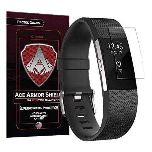 Book Cover Ace Armor Shield Protek Guard Screen Protector for The Fitbit Charge 2 (6 Pack) with Free Lifetime Replacement Warranty