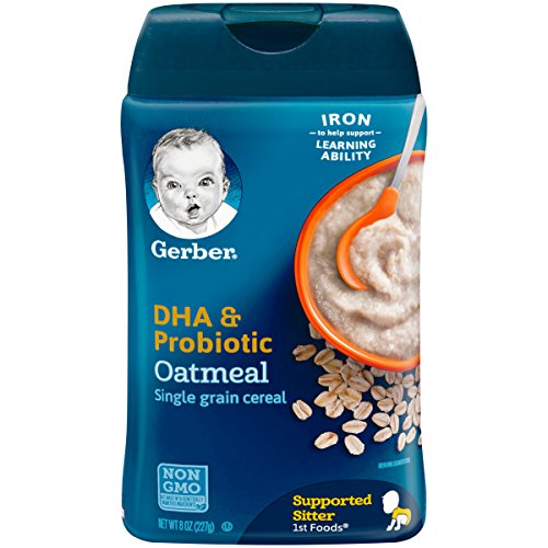 Book Cover Gerber Baby Cereal DHA & Probiotic Oatmeal Baby Cereal, 8 Ounces (Pack of 6)
