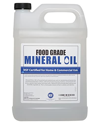 Book Cover NSF Certified Food Grade Mineral Oil â€“ Gallon (128oz), Certified Food Safe Conditioner for Wood Cutting Boards, Butcher Blocks and Stainless-Steel Kitchen Equipment