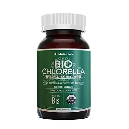 Book Cover Organic Chlorella: 4 Organic Certifications - Broken Cell Wall Form, Blue Green Algae - Raw, Sun-Grown, Non-Irradiated, Compliments Spirulina (120 Tablets)