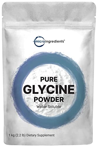 Book Cover Micro Ingredients Glycine Powder, 1KG (2.2 Pounds), Glycine 1000mg Per Serving, Supports Restful Sleep and Neurotransmitter, Water Soluble and Products of USA