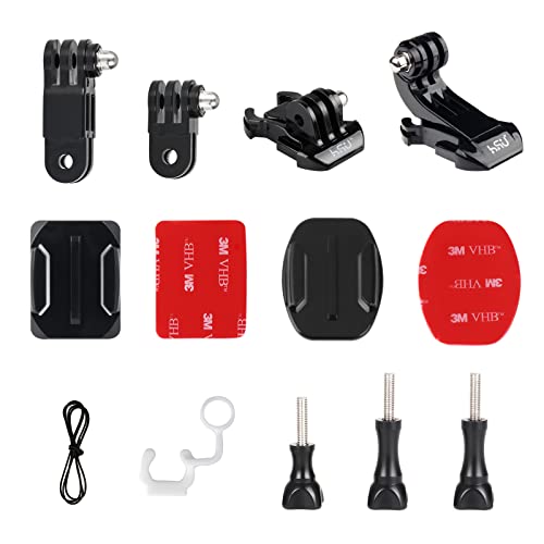 Book Cover Grab Bag of Mounts for GoPro, Including Quick Release Buckle Mount, J-Hook Buckle Mount, 3-Way Pivot Arms, Flat and Curved Adhesive Mounts, Thumbscrews and Rubber Locking Plug with Tether by HSU