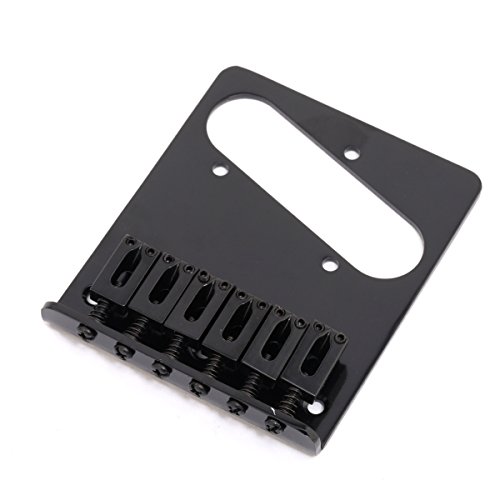 Book Cover Musiclily Guitar Telecaster Bridge Assembly with 6 Saddles for Tele Style,Black