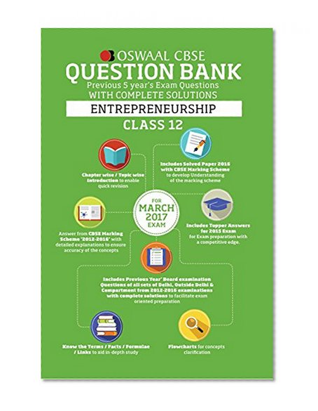 Book Cover Oswaal CBSE CCE Question Bank With Complete Solutions For Class 12 Entrepreneurship (For 2017 Exams)