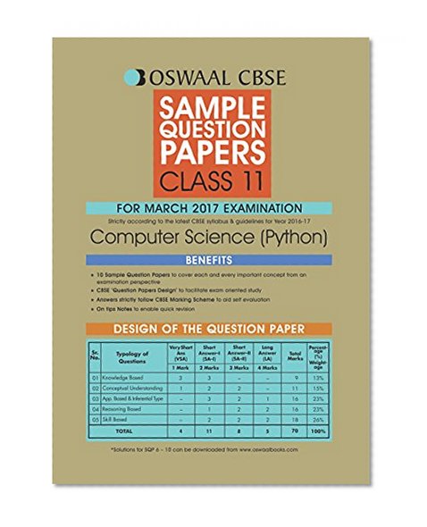 Book Cover Oswaal CBSE CCE Sample Question Papers For Class 11 Computer Science ( Python) ( For 2017 Exams)