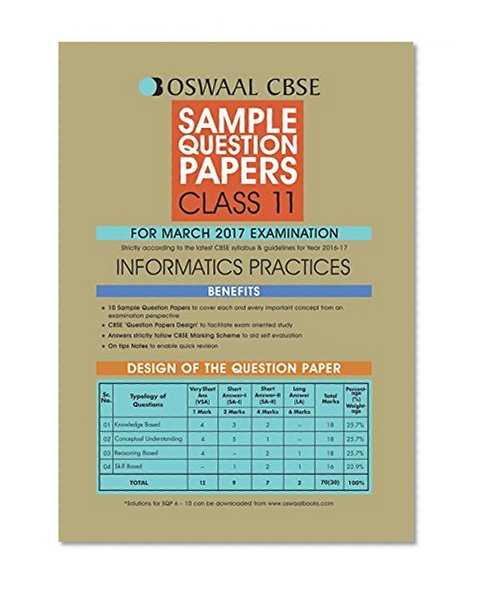 Book Cover Oswaal CBSE CCE Sample Question Papers For Class 11  Informatics Practices ( For 2017 Exams)