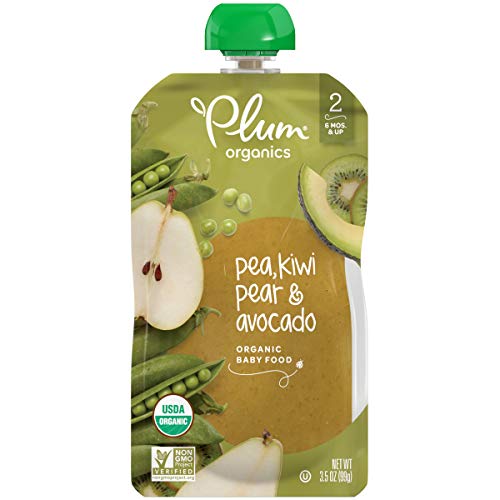 Book Cover Plum Organics Stage 2, Organic Baby Food, Pea, Kiwi, Pear & Avocado, 3.5 Oz Pouch (Pack of 6)