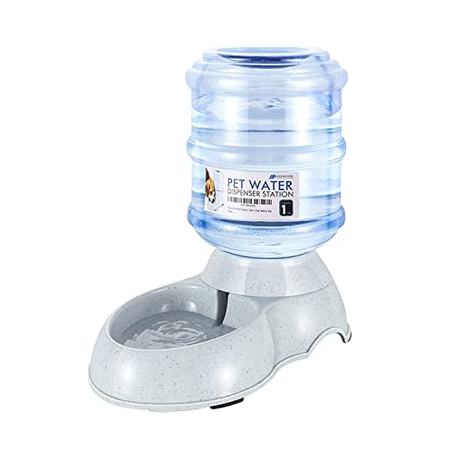 Book Cover Flexzion Automatic Dog Water Bowl Dispenser for Cat Pet Animal (1 Gallon Dispener Water Jug) - Gravity Feeder Auto Replenish Waterer Drinking Bowl Fountain Bottle Dish Stand