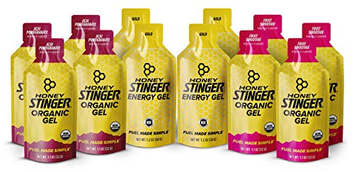 Book Cover Honey Stinger Organic Energy Gels - Variety Pack - 12 Count - 4 of Each Flavor - Energy Source for Any Activity -Acai Pomegranate, Gold & Fruit Smoothie
