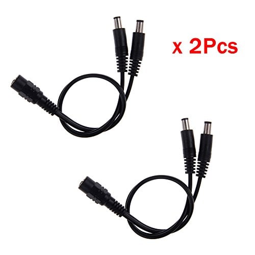 Book Cover BronaGrand 2pcs DC Power 1 Female to 2 Male 5.1mm X 2.1mm DC Power Adapter Splitter Cable for CCTV Security Cameras LED Strip Light