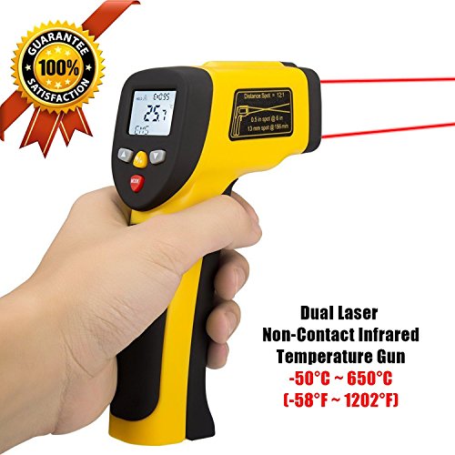 Book Cover LURICO Dual Laser Non-contact Surface Temperature Gun Digital Infrared Thermometer -50℃～+650℃