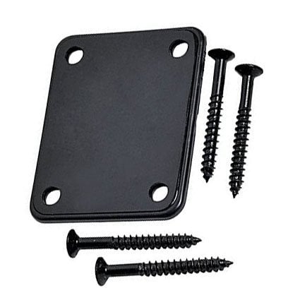 Book Cover YMC 1 Set Electric Guitar Neck Plate with Screws for Strat Tele Guitar Precision,Jazz Bass Replacement, Black