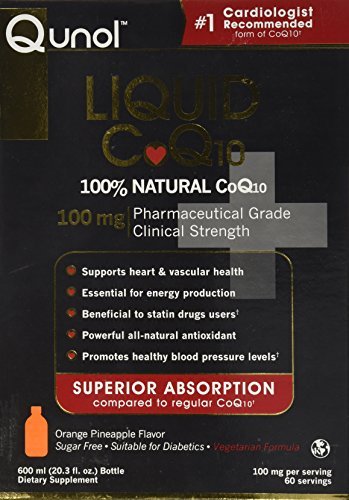 Book Cover Qunol Liquid Ultra CoQ10 100 mg, 600% More Effective, 20 Ounces, 60 Servings each Bottle, Sugar Free, Orange Pineapple Flavor by Qunol