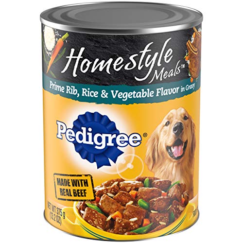 Book Cover PEDIGREE Homestyle Meals Adult Canned Soft Wet Meaty Dog Food Prime Rib, Rice and Vegetable Flavor, (12) 13.2 oz. Cans