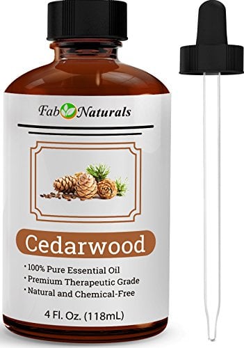 Book Cover Cedarwood Essential Oil 4 Oz by Fab Naturals, 100% Pure Therapeutic Grade, Best Oil for Hair, Diffuser, Soap Making