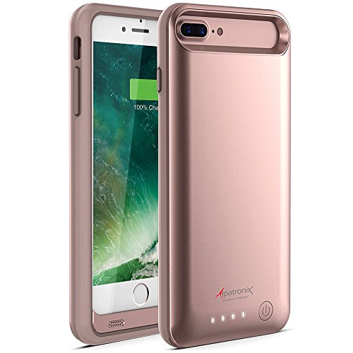 Book Cover iPhone 8 Plus/7 Plus/6S Plus/6 Plus Battery Case, Slim Portable Protective Extended Charger Cover Compatible with iPhone 8 Plus, iPhone 7 Plus, iPhone 6 Plus (5.5 inch) BX170plus - (Rose Gold)