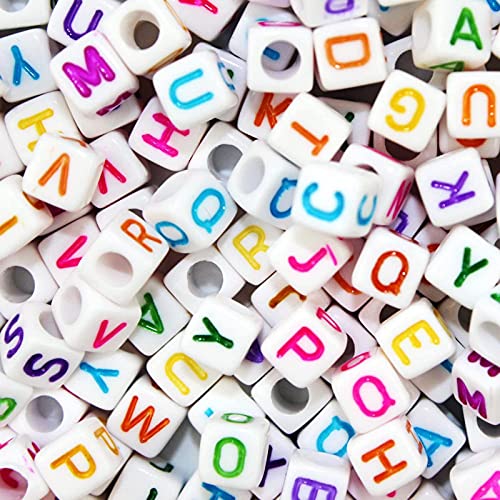 Book Cover JPSOR 800 Pcs Letter Beads Alphabet Beads for Jewelry Making with Colorful Letters for DIY Bracelets, Necklaces, Educational Toys, Handmade Gift (White Beads with Colorful Letters)