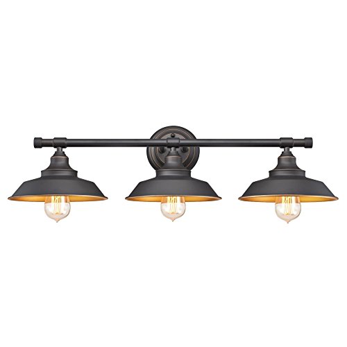 Book Cover Westinghouse Lighting 6344900 Iron Hill Three-Light Indoor Wall Fixture, 3, Black