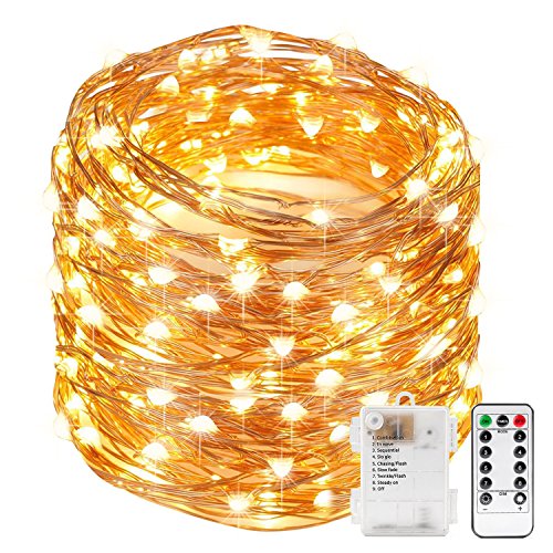 Book Cover Kohree 120 Micro LEDs Fairy String Lights Battery Powered 40ft Long Ultra Thin String Copper Wire Lights with Remote Control and Timer Perfect for Weddings,Party,Bedroom-2C Batteries powered