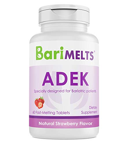 Book Cover BariMelts ADEK, Dissolvable Bariatric Vitamins, Natural Strawberry Flavor, 60 Fast Melting Tablets