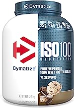 Book Cover Dymatize ISO100 Hydrolyzed Protein Powder, Cookies & Cream, 5 Pound , 80 Oz