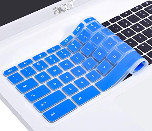 Book Cover Acer Chromebook 15 Silicon Keyboard Cover Protector for Acer Chromebook 15 CB3-531 CB3-532 CB5-571 C910 Chromebook US Layout, Blue