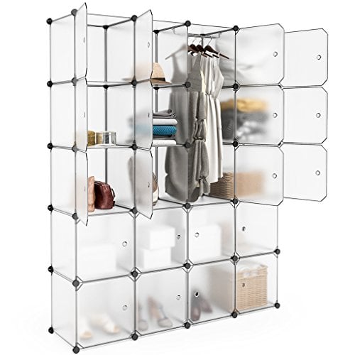 Book Cover DIY Modular Shelving Storage Organizing Closet with Translucent Design for Clothes, Shoes, Toys