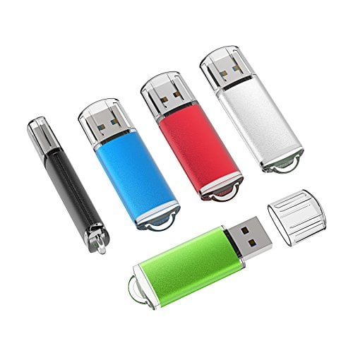 Book Cover TOPESEL 5 Pack 8GB USB 2.0 Flash Drive Memory Stick Thumb Drives (5 Mixed Colors: Black Blue Green Red Silver)