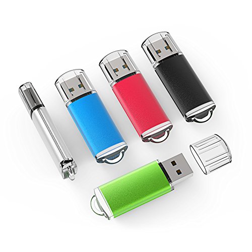 Book Cover TOPESEL 5 Pack 32GB USB 2.0 Flash Drive Memory Stick Thumb Drives (5 Mixed Colors: Black Blue Green Red Silver)