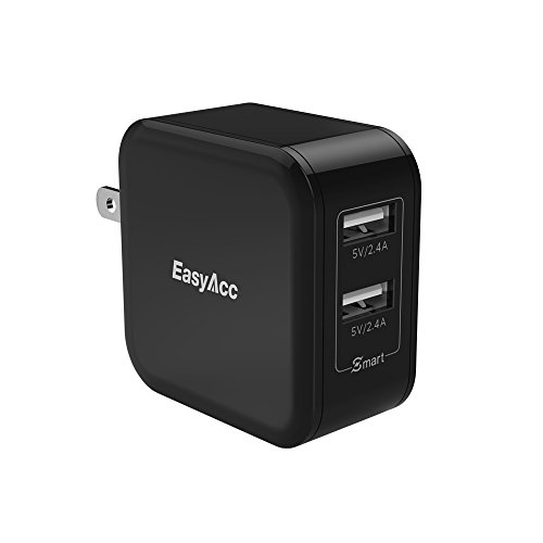Book Cover EasyAcc 24W 4.8A Wall Charger 2-Port USB Travel Charger with Foldable Plug, Smart Charge Technology for iPhone 6s, 6 Plus, iPad Pro/Air/Mini, Galaxy S7 S6 Edge and More