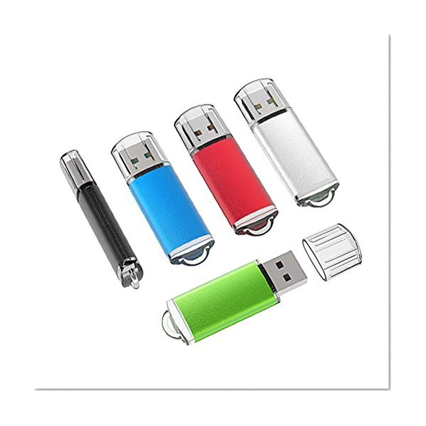 Book Cover TOPESEL 5 Pack 16GB USB 2.0 Flash Drive Memory Stick Thumb Drives (5 Mixed Colors: Black Blue Green Red Silver)