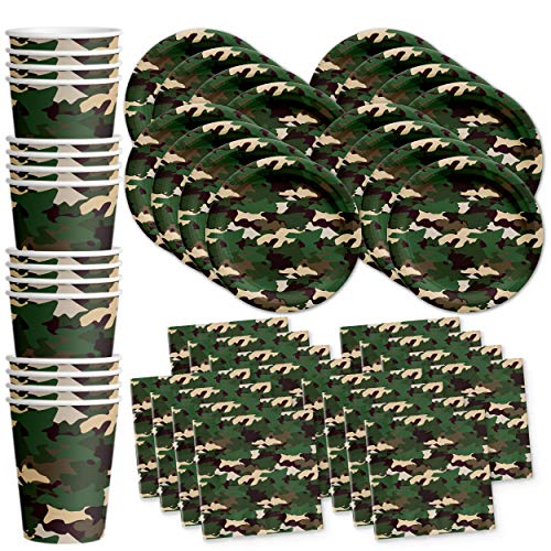 Book Cover Camo Classic Birthday Party Supplies Set Plates Napkins Cups Tableware Kit for 16