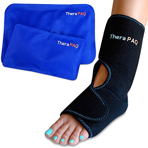 Book Cover Foot & Ankle Ice Pack Wrap with 2 Hot/Cold Gel Packs by TheraPAQ | Foot Pain Relief for Achilles Tendon Injuries, Plantar Fasciitis, Bursitis & Sore Feet | Microwaveable, Freezable and Reusable