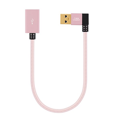 Book Cover CableCreation Short (1ft) USB3.0 Extension Cable, Left Angle USB 3.0 Male to Female Extension Cable USB 3.0 Extender Cord, 90 Degree USB A-Male to A-Female Rose Gold Aluminum