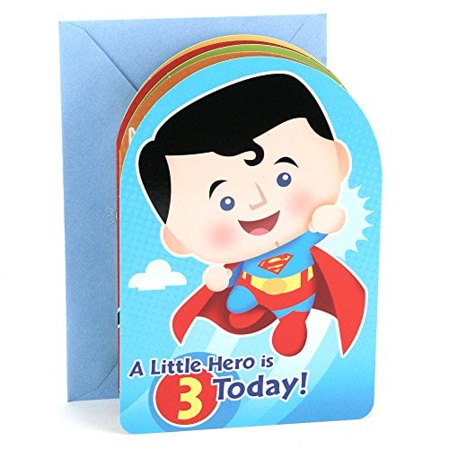 Book Cover Hallmark 3rd Birthday Greeting Card for Boy (Superman, Batman, Iron Man, Green Lantern)