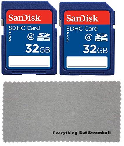 Book Cover 2 Pack SanDisk 32 GB Class 4 SDHC Flash Memory Card Retail works with TEC.BEAN 12MP 1080P HD Game & Trail Hunting Cameras - W/ Everything But Stromboli Microfiber Cloth